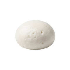 Single Mozzarella cheese ball against black