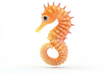 Fototapeta premium Seahorse floating upright 3d cartoon character on white background