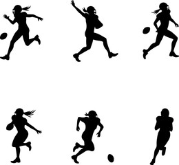  American football, Female Football sports vector graphics bundle