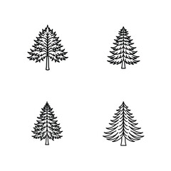 Bundle of Hemlock Tree Isolated on White Background – Evergreen Conifer Foliage, Forest Tree Collection, Natural Pine Branches for Botanical Design, Nature Elements for Stock Images