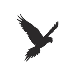 A majestic eagle silhouette soaring through the sky, isolated on white background, embodying freedom and power in its flight