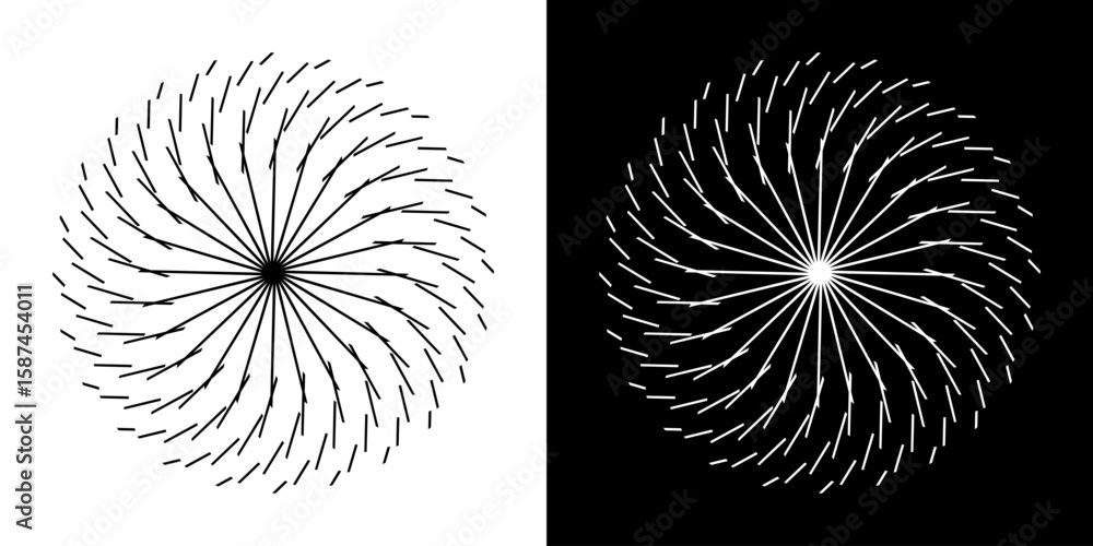 Fototapete abstract background with line pattern forming circle. spiral art design as logo or icon. black lines
