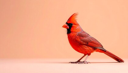 Vibrant Male Northern Cardinal Bird - Minimalist photography