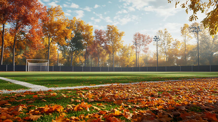 Autumn soccer field park