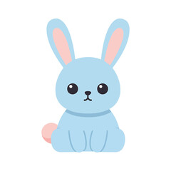 Obraz premium A cute blue bunny with pink ears and tail is isolated on white background