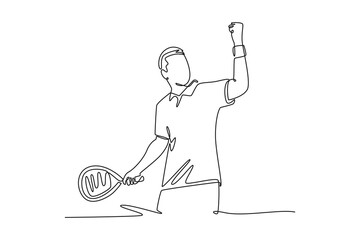 man playing Padel tennis player. padel concept. Single line draw design. Vector graphic illustration