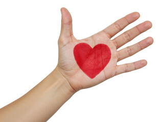Fototapeta premium 手のひらに赤いハート 優しい気持ち