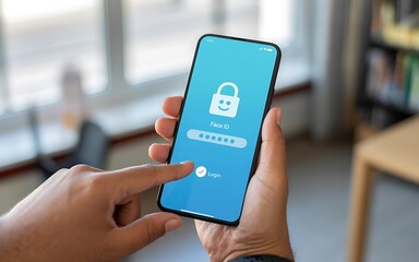 Unlocking phone face id security mobile login authentication technology app