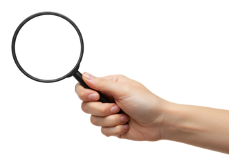 拡大鏡を持つ手 精密検査