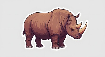 Fototapeta premium Cartoon Rhino Illustration on White Background