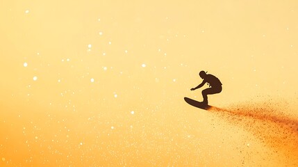 Silhouette of a surfer catching a wave at sunset with a spray of water