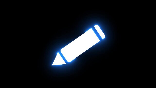 Education neon pen icon animation.