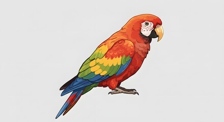 Fototapeta premium Colorful Scarlet Macaw Parrot Illustration on White Background