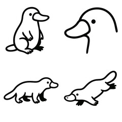 vector illustration of a set of platypus
