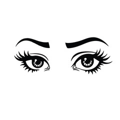 Expressive black and white eyes with long lashes eyelashes eyebrows