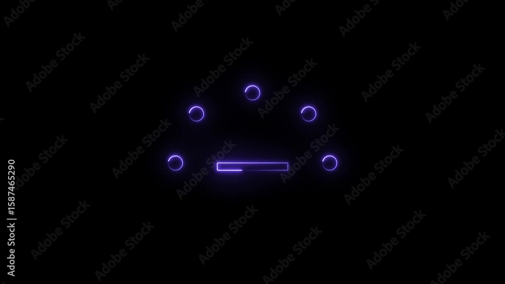 Aufkleber abstract neon ui elements with purple glow isolated on black background seamless loop