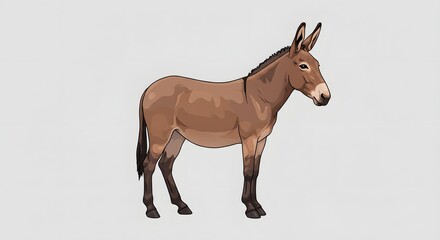 Obraz premium Illustration of a Brown Donkey Against a White Background