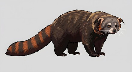 Illustration of a Tanuki (Japanese Raccoon Dog) on a White Background