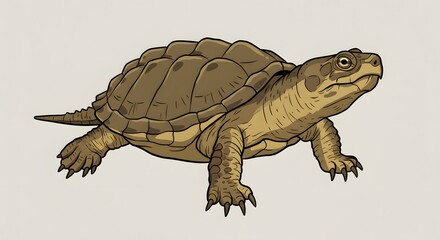 Illustration of a Turtle on a White Background