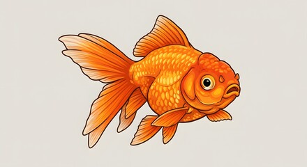 Orange Goldfish Illustration on Light Background