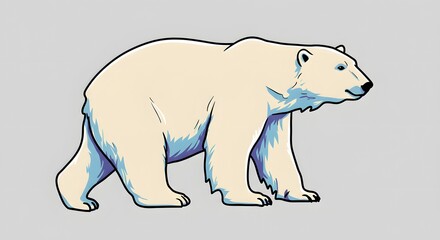 Polar Bear Illustration - Vector Art on Gray Background