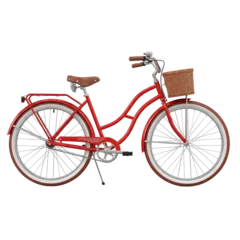 Gordijnen Red vintage bicycle with wicker basket © sulis