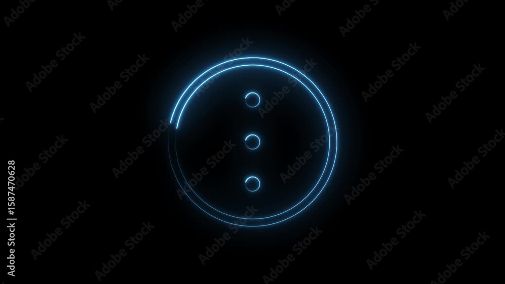 Aufkleber glowing cyberpunk style circle with three dots icon on a dark background animation