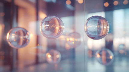 Corporate values manifested as floating orbs that change opacity based on how well they're being upheld in decisions. 40k, , high resolution