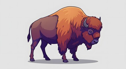 Stylized American Bison Illustration