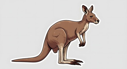 Stylized Kangaroo Illustration on White Background