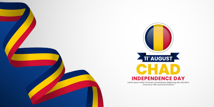Chad independence day banner background august 11th design element with waving ribbon flag