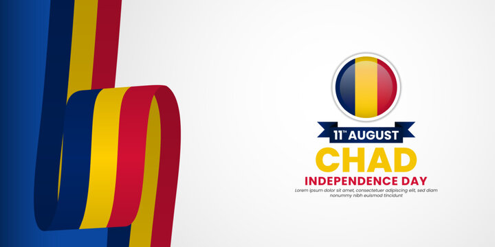 Chad flag for independence day banner background with blank space area