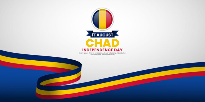 Chad flag for independence day banner background with blank space area - Powered by Adobe