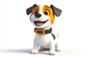 Smart pet collar isolated in 3d cartoon character on white background