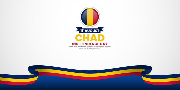 Chad independence day banner background august 11th design element with waving ribbon flag - Powered by Adobe