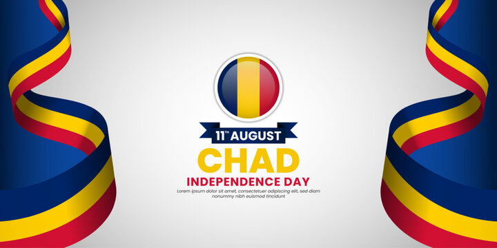 Chad independence day banner background august 11th design element with waving ribbon flag
