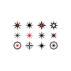  different compass rose icons set