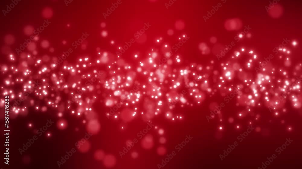 Poster video animation of red light shine particles bokeh over dark background - seamless loop - vacation c