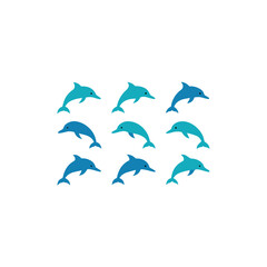 Naklejka premium different dolphin icons set on white background 