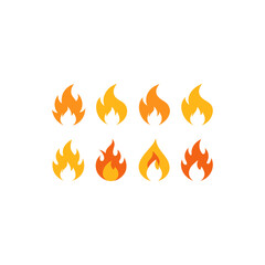 different elemental flame icons set on white 