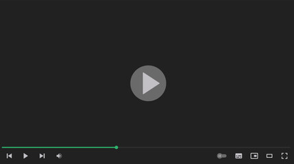 Video player interface isolated on white background. Video streaming template design for website and mobile apps. Vector illustration