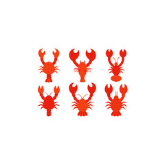 different lobster illustration icons set