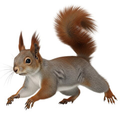 Obraz premium Squirrel Isolated on Transparent Background – Realistic Animal Cutout for Design Use