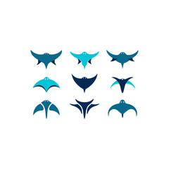 Naklejka premium different manta ray icons set 