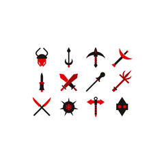  different ninja weapon icons set 