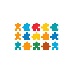  different puzzle piece icons set 