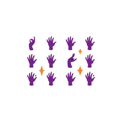  different spellcasting hand pose icons set 