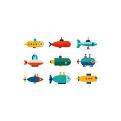 different submarine icons set 