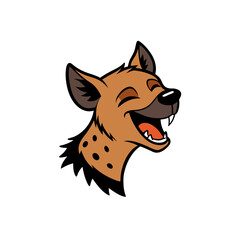 hyena laughing hand paint and cartoon ink on white