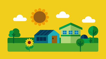 Fototapeta premium rural landscape with house and trees